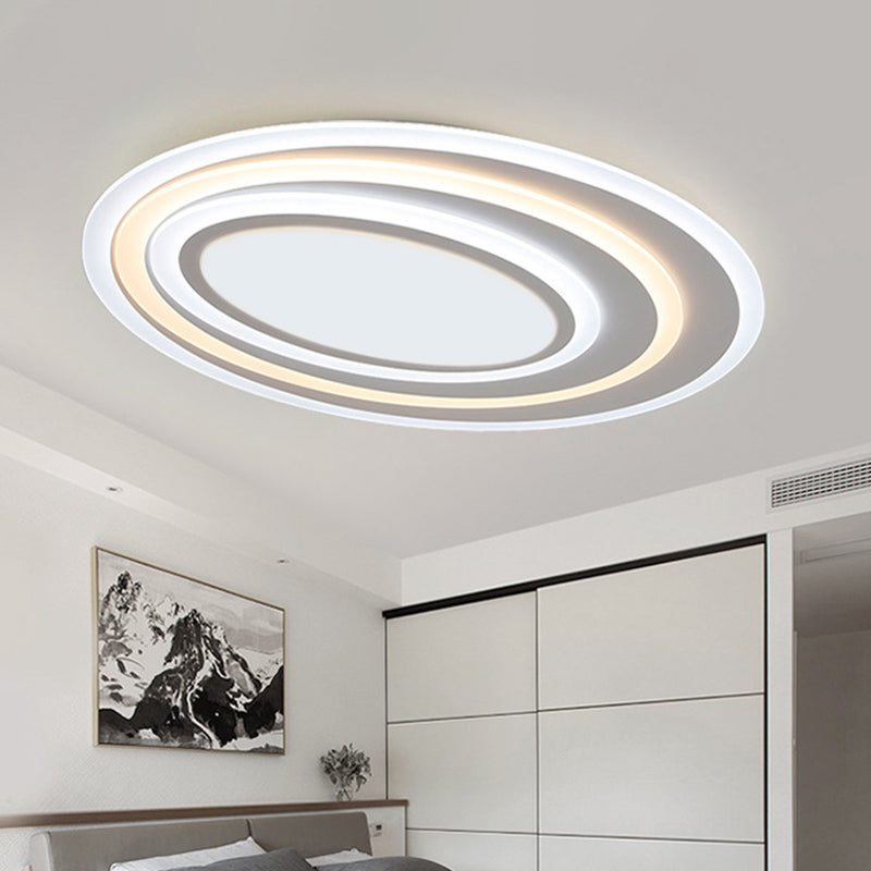Modern White Acrylic LED Ceiling Light - Flush Mount Surface Lighting, Available in 19.5"/23.5"/39" Width
