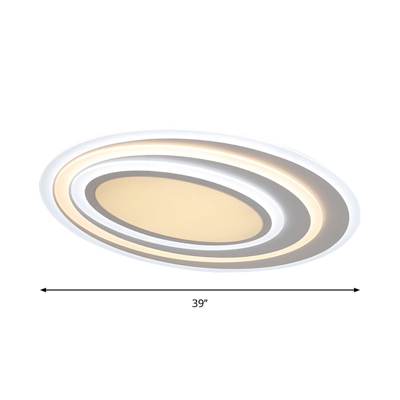Modern White Acrylic LED Ceiling Light - Flush Mount Surface Lighting, Available in 19.5"/23.5"/39" Width