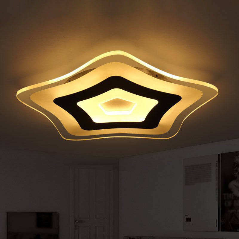 Modern Ultrathin Led Star Ceiling Lamp In Warm/White Light - 8/16.5/20.5 W White / 8 Warm