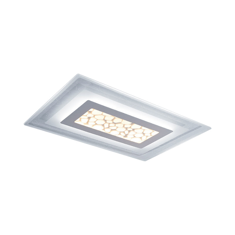 Minimalist Led Ceiling Light In White With Pebble Pattern - Thin And Versatile Shape Options For
