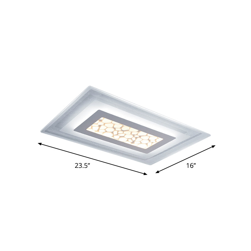 Minimalist LED Ceiling Light in White with Pebble Pattern - Thin and Versatile Shape Options for Bedrooms