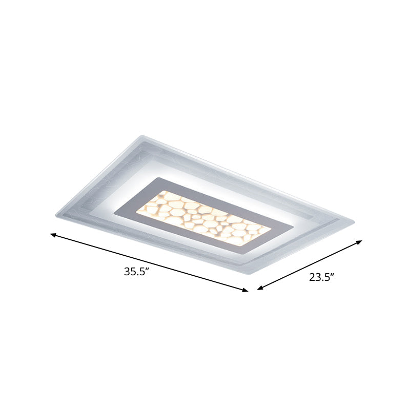 Minimalist Led Ceiling Light In White With Pebble Pattern - Thin And Versatile Shape Options For