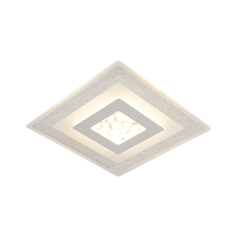 Minimalist Led Ceiling Light In White With Pebble Pattern - Thin And Versatile Shape Options For