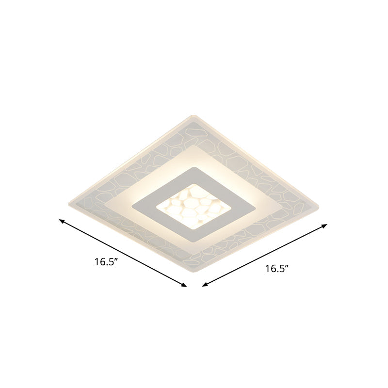 Minimalist LED Ceiling Light in White with Pebble Pattern - Thin and Versatile Shape Options for Bedrooms