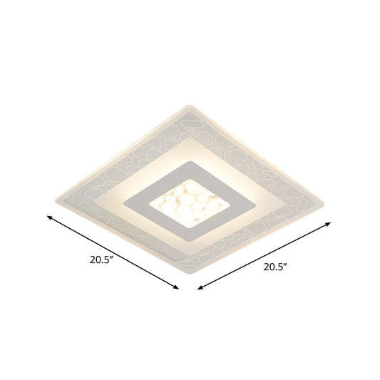 Minimalist Led Ceiling Light In White With Pebble Pattern - Thin And Versatile Shape Options For