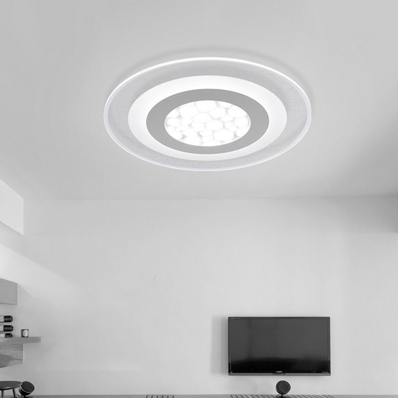Minimalist Led Ceiling Light In White With Pebble Pattern - Thin And Versatile Shape Options For