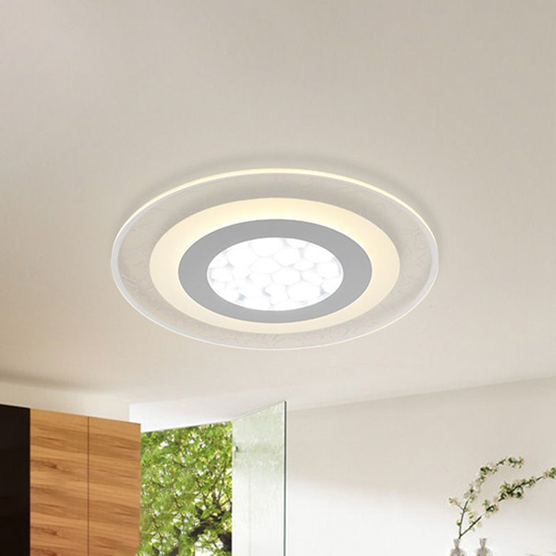 Minimalist LED Ceiling Light in White with Pebble Pattern - Thin and Versatile Shape Options for Bedrooms