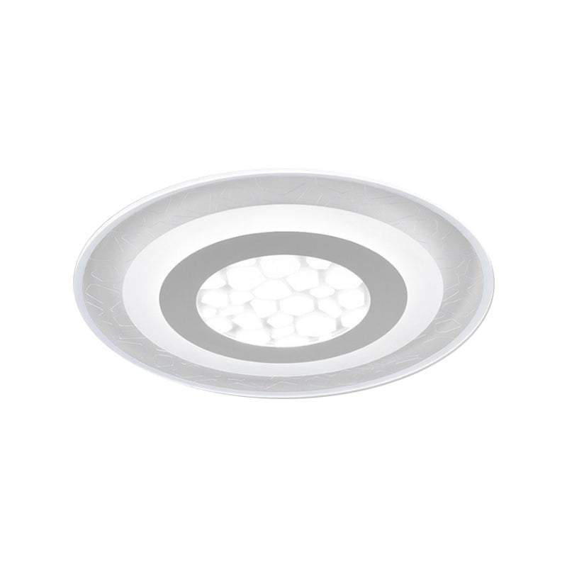 Minimalist LED Ceiling Light in White with Pebble Pattern - Thin and Versatile Shape Options for Bedrooms