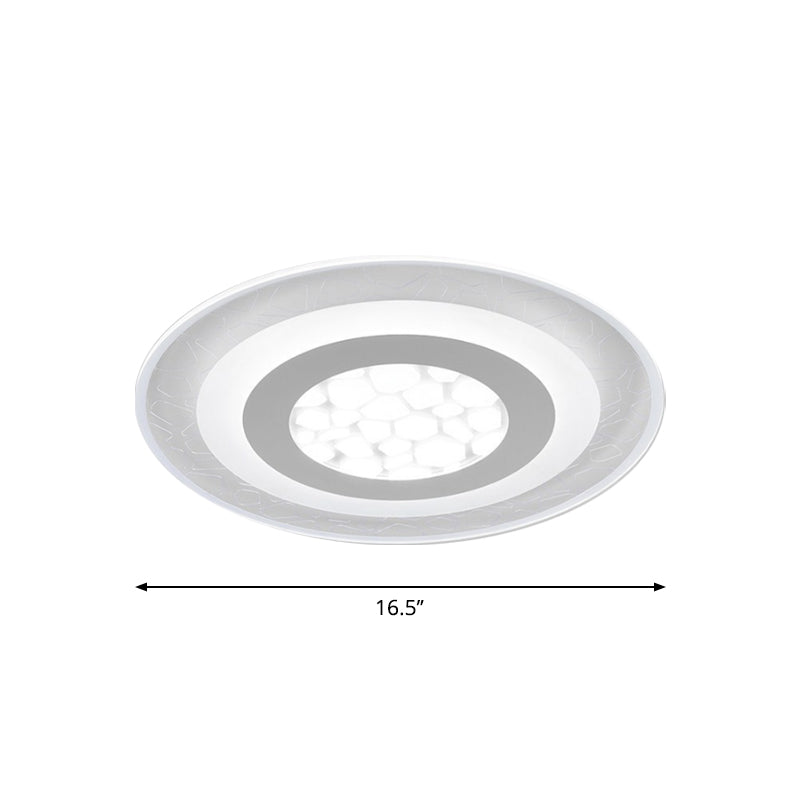 Minimalist LED Ceiling Light in White with Pebble Pattern - Thin and Versatile Shape Options for Bedrooms