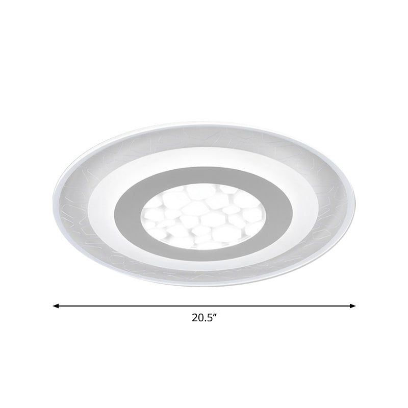 Minimalist LED Ceiling Light in White with Pebble Pattern - Thin and Versatile Shape Options for Bedrooms