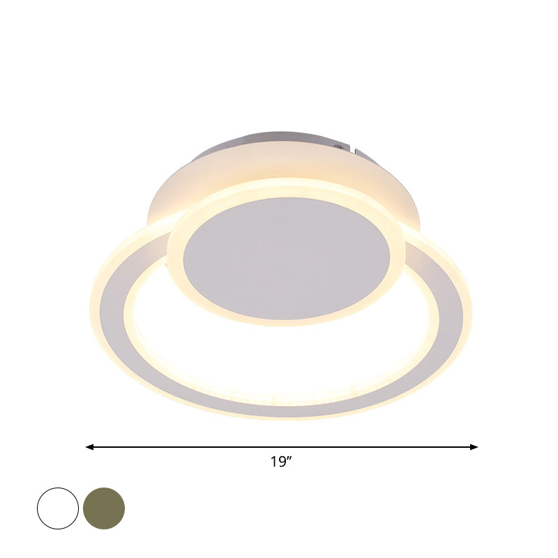 Plafonnier LED moderne blanc/vert avec éclairage chaud/blanc pour chambre à coucher