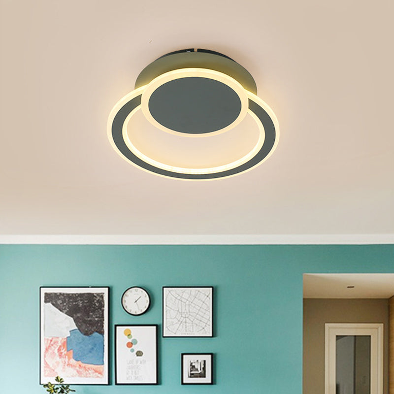 Plafonnier LED moderne blanc/vert avec éclairage chaud/blanc pour chambre à coucher