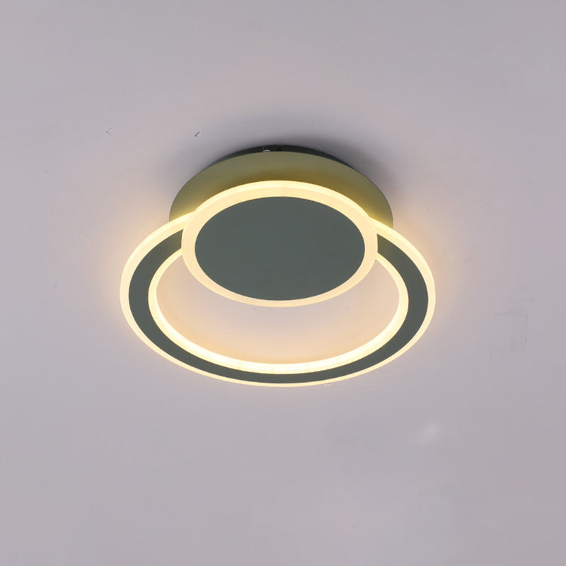 Plafonnier LED moderne blanc/vert avec éclairage chaud/blanc pour chambre à coucher