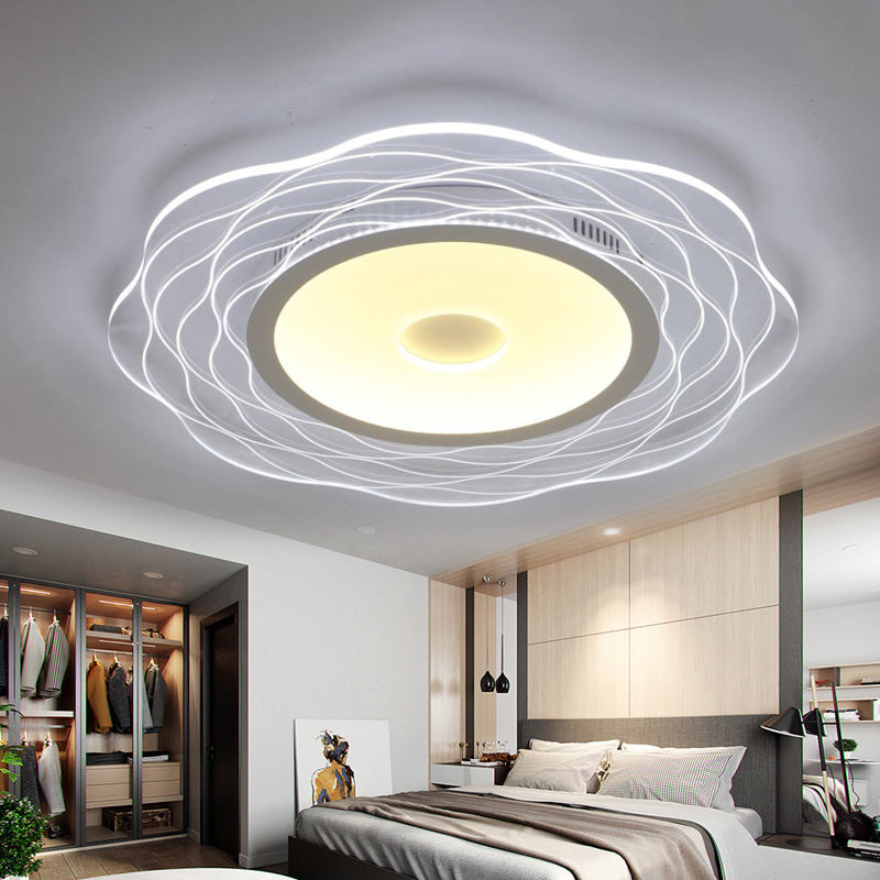 Scalloped Acrylic LED Ceiling Lamp - Super-Thin & Minimalist Design in Warm/White Light, Size Options: 16.5"/20.5"/31