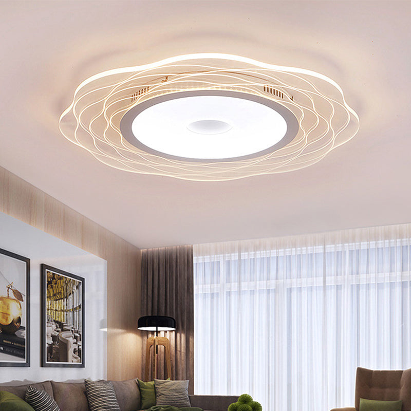 Scalloped Acrylic LED Ceiling Lamp - Super-Thin & Minimalist Design in Warm/White Light, Size Options: 16.5"/20.5"/31