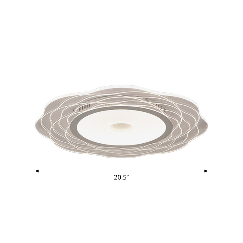 Scalloped Acrylic LED Ceiling Lamp - Super-Thin & Minimalist Design in Warm/White Light, Size Options: 16.5"/20.5"/31