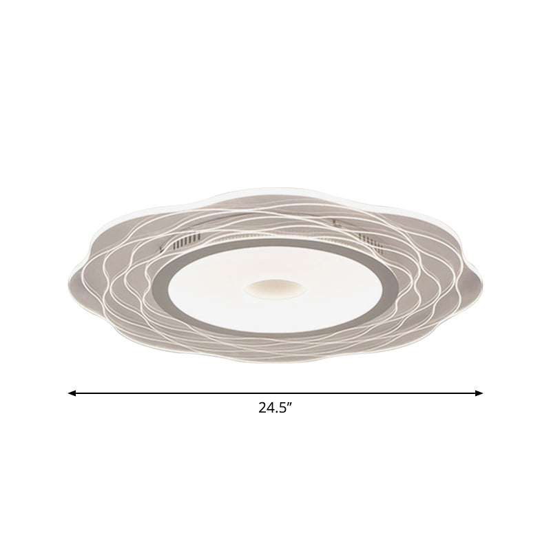 Scalloped Acrylic LED Ceiling Lamp - Super-Thin & Minimalist Design in Warm/White Light, Size Options: 16.5"/20.5"/31