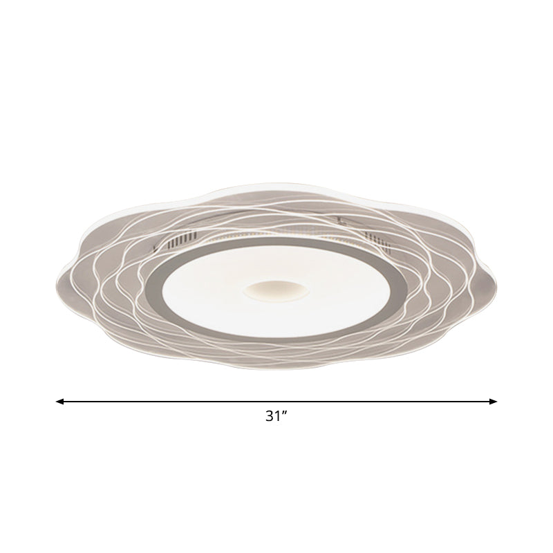 Scalloped Acrylic LED Ceiling Lamp - Super-Thin & Minimalist Design in Warm/White Light, Size Options: 16.5"/20.5"/31