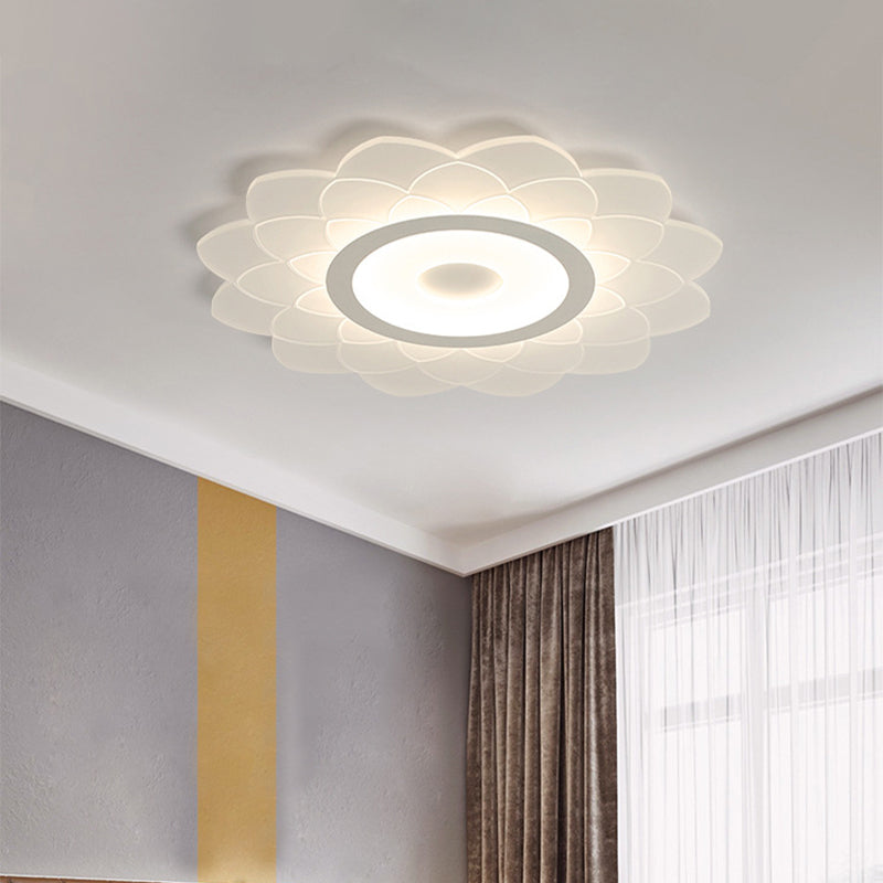 Plafonnier LED en acrylique moderne à encastrer - Motif de fleurs blanches en lumière chaude/blanche - Plusieurs tailles