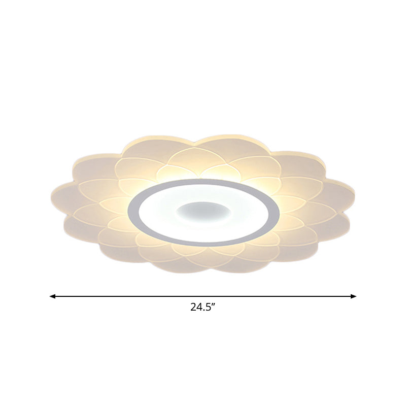 Plafonnier LED en acrylique moderne à encastrer - Motif de fleurs blanches en lumière chaude/blanche - Plusieurs tailles