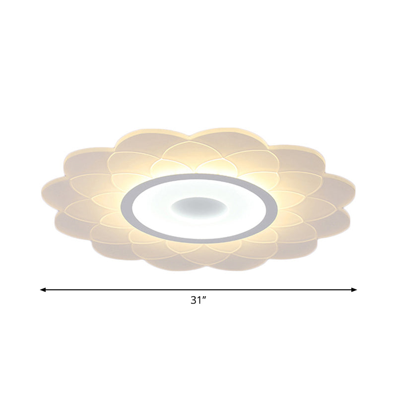 Plafonnier LED en acrylique moderne à encastrer - Motif de fleurs blanches en lumière chaude/blanche - Plusieurs tailles
