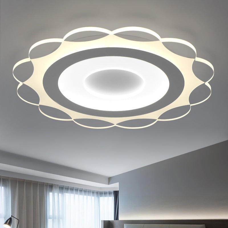 Simplicity White LED Flushmount Light with Acrylic Bloom Design in Warm/White, 16.5"/24.5"/31" Wide