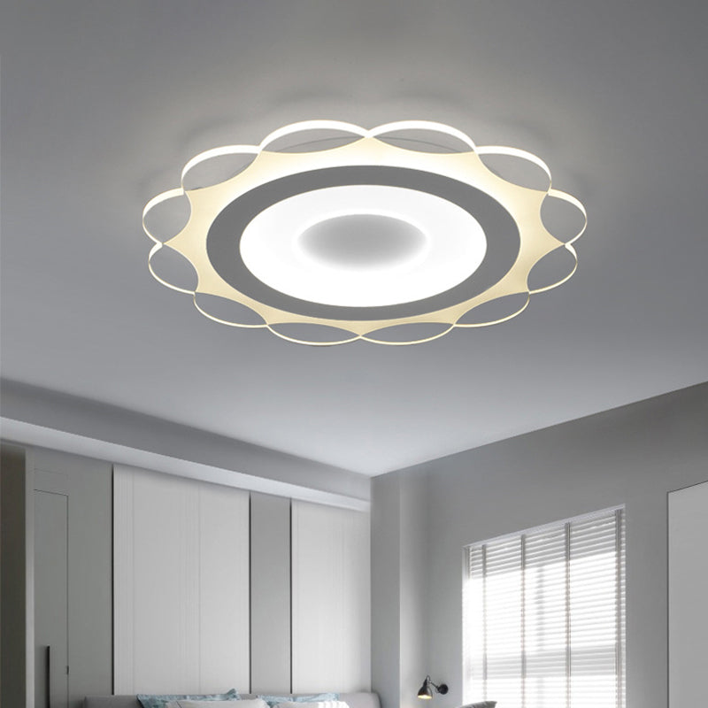 Simplicity White LED Flushmount Light with Acrylic Bloom Design in Warm/White, 16.5"/24.5"/31" Wide