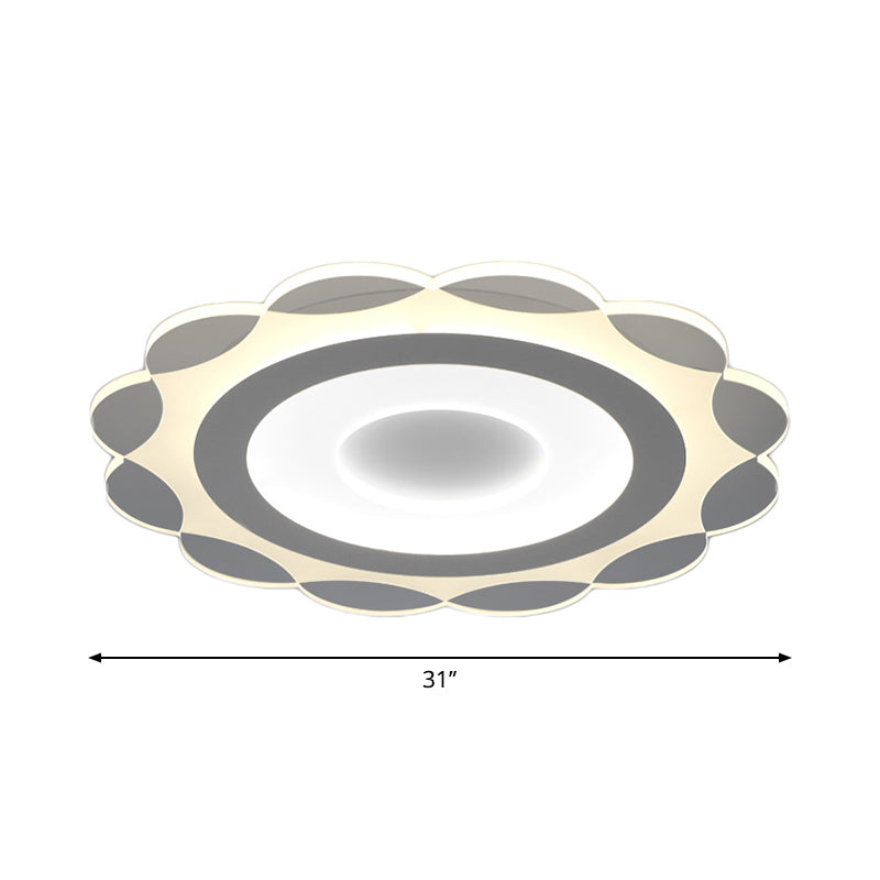 Simplicity White LED Flushmount Light with Acrylic Bloom Design in Warm/White, 16.5"/24.5"/31" Wide