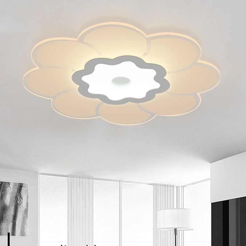 16.5"/20.5"/31" Wide Floral Ceiling Lamp - Simple & Elegant Acrylic White LED Flush Mount Lighting in Warm/White Light