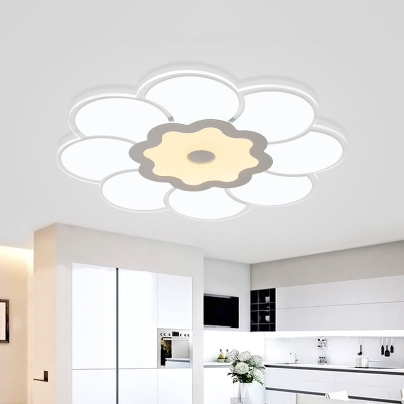 16.5"/20.5"/31" Wide Floral Ceiling Lamp - Simple & Elegant Acrylic White LED Flush Mount Lighting in Warm/White Light