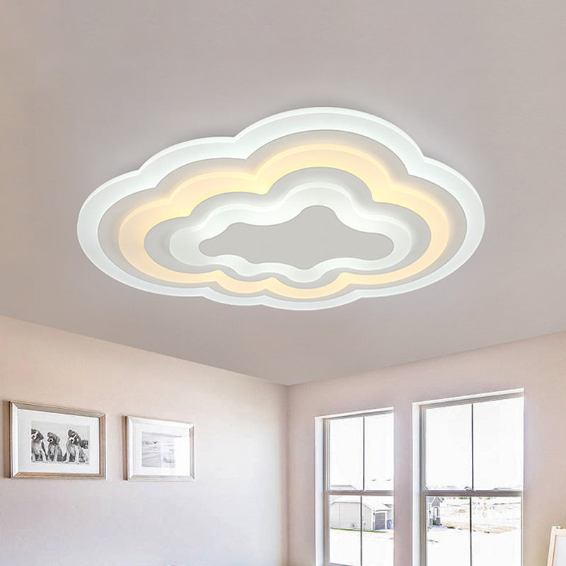 Child Bedroom LED Cartoon Cloud Flush Ceiling Light in Warm/White Light, Acrylic Flushmount Lighting, 19.5"/23.5"/31" Width