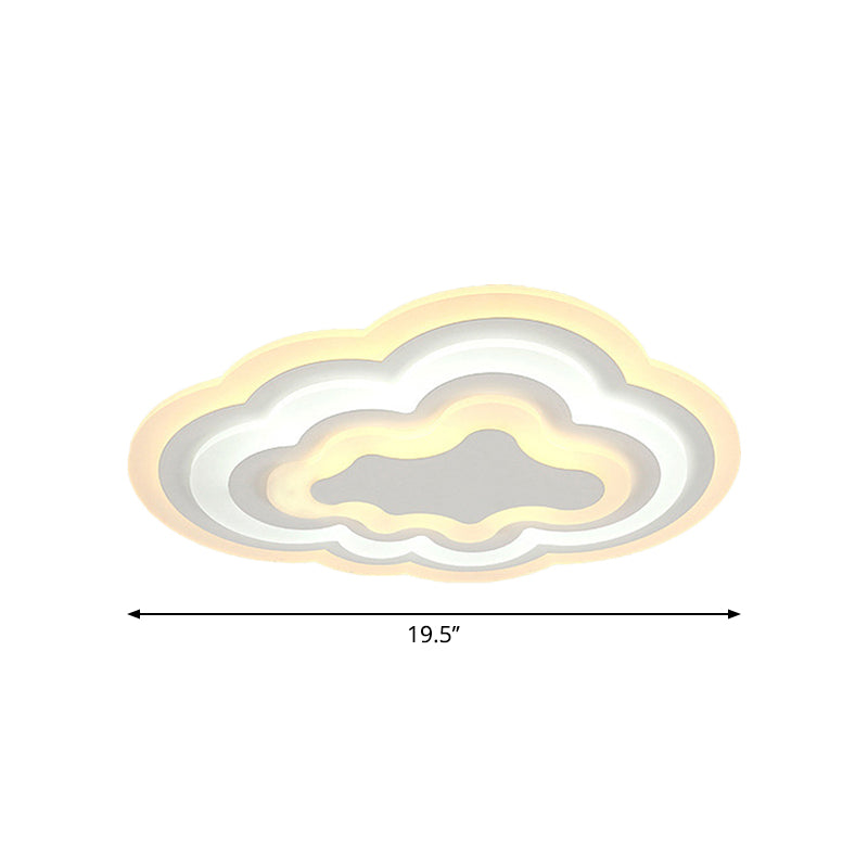 Child Bedroom Led Cartoon Cloud Flush Ceiling Light In Warm/White Acrylic Flushmount Lighting