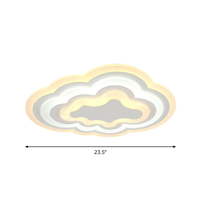 Child Bedroom Led Cartoon Cloud Flush Ceiling Light In Warm/White Acrylic Flushmount Lighting
