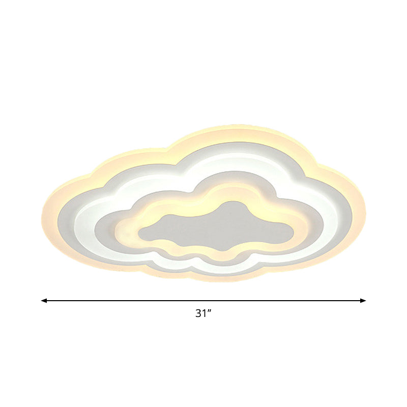 Child Bedroom Led Cartoon Cloud Flush Ceiling Light In Warm/White Acrylic Flushmount Lighting