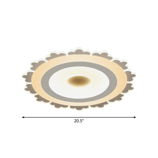 Minimalist Led Flower Ceiling Light In White - 8/16.5/31 Width
