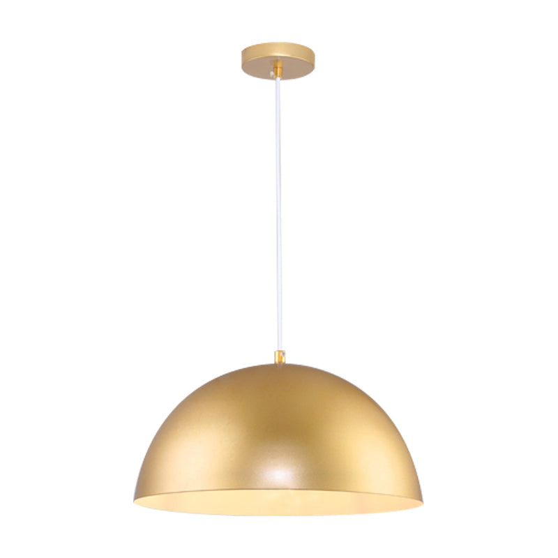 Vintage Industrial Metallic Golden Pendant Lamp, 12/16 Inch Width, Dome Shade, 1 Bulb