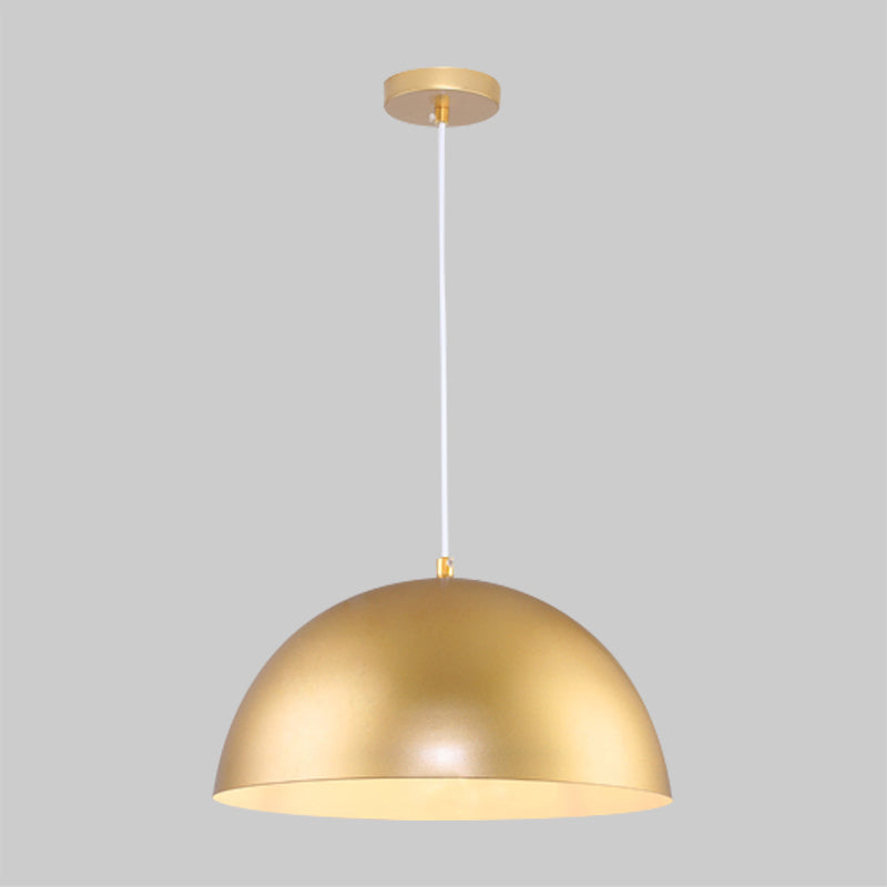 Vintage Industrial Hanging Lamp With Metallic Golden Dome Shade And 1 Bulb 12/16 Inch Width