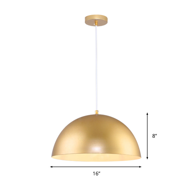 Vintage Industrial Metallic Golden Pendant Lamp, 12/16 Inch Width, Dome Shade, 1 Bulb