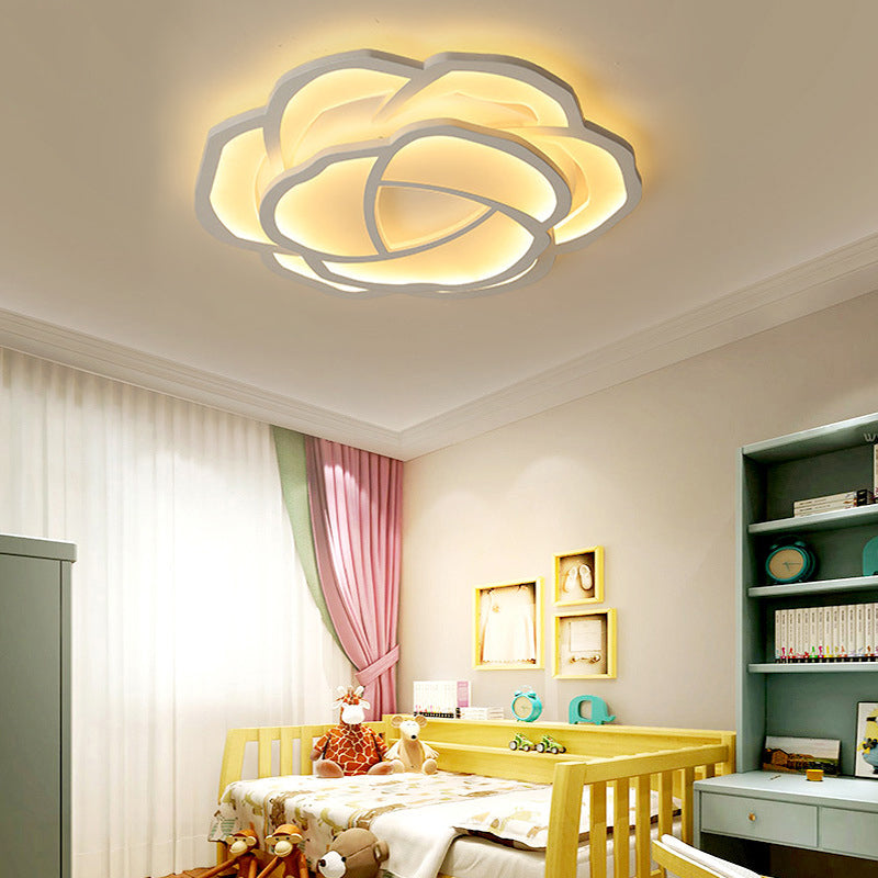 Modern LED Baby Bedroom Flower Ceiling Lamp - Pretty White Flush Light for Nurseries