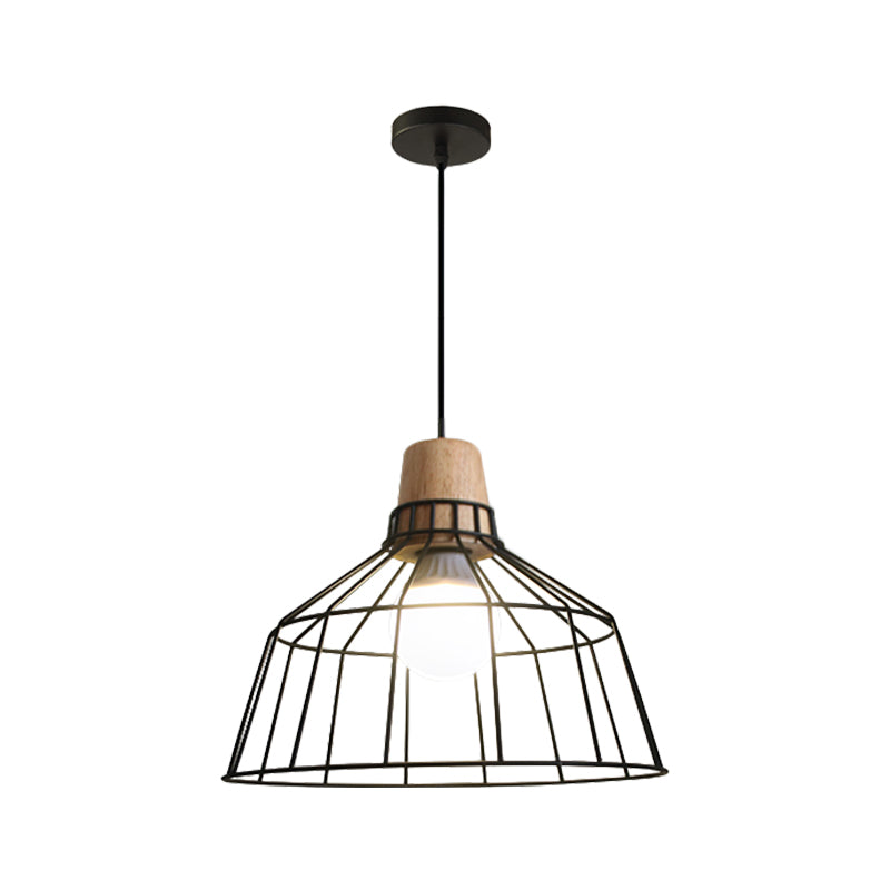 Industrial Metal Cage Pendant Light with Barn Shade and Cord - Perfect for Kitchen and Dining Areas