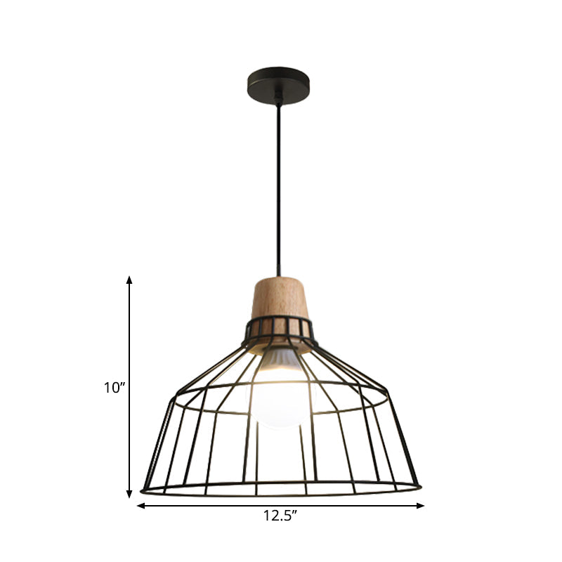 Industrial Metal Cage Pendant Light with Barn Shade and Cord - Perfect for Kitchen and Dining Areas
