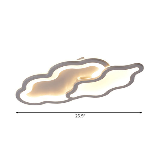 Cloud-Themed Ceiling Light Fixture For Kindergarten - Grey Flush Mount Acrylic Design