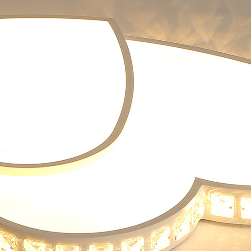 Modern Clear Acrylic LED Heart Ceiling Light in White for Foyer