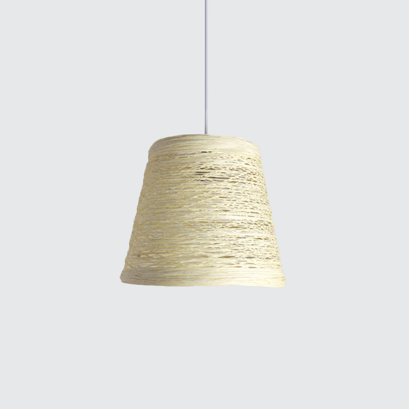 Modern Tapered Drum Rattan Pendant Lamp - Black/Red/Pink - Ceiling Hang Light for Dining Table