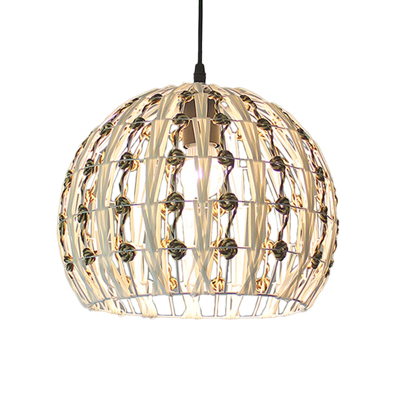 Coastal 1-Light Rattan Pendant Lamp for Dining Room - White House/Dome/Bell Design