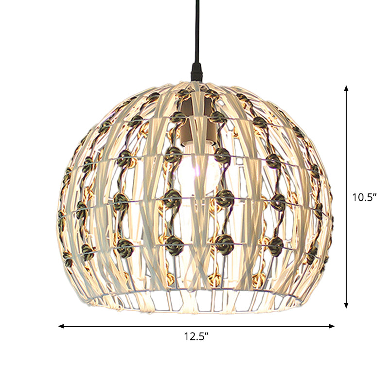 Coastal 1-Light Rattan Pendant Lamp for Dining Room - White House/Dome/Bell Design