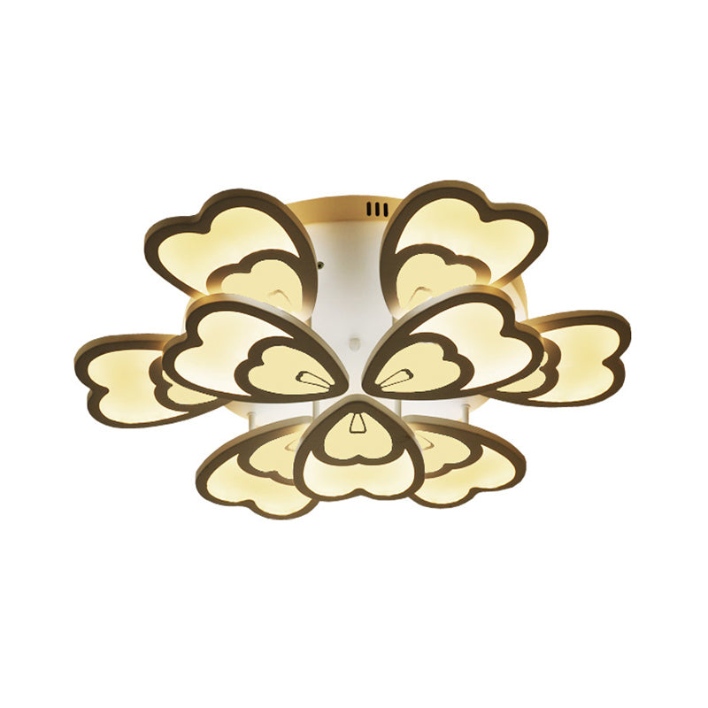 Contemporary Peacock Feather Acrylic Semi-Flush Light - Led Ceiling Mount Lamp With Blooming