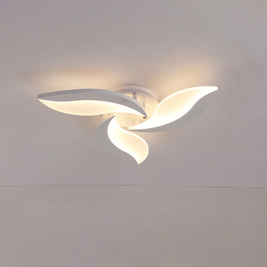 Contemporary Led Leaf Shaped Flushmount Lighting With Acrylic Diffuser - 3/12/15 Lights White 3 /