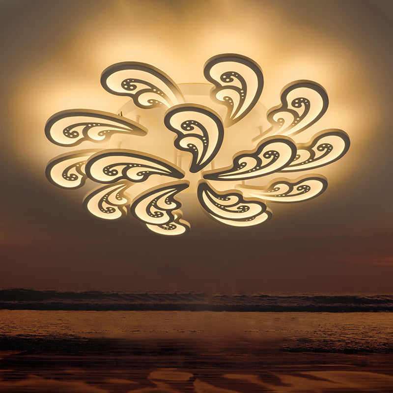 Modern Acrylic Spindrift Ceiling Light w/ 6/12/15-White LED Bulbs in Warm/White - Semi Flush Mount