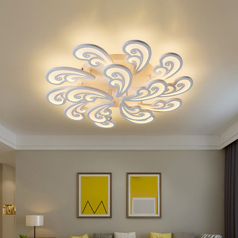Modern Acrylic Spindrift Ceiling Light W/ 6/12/15-White Led Bulbs In Warm/White - Semi Flush Mount